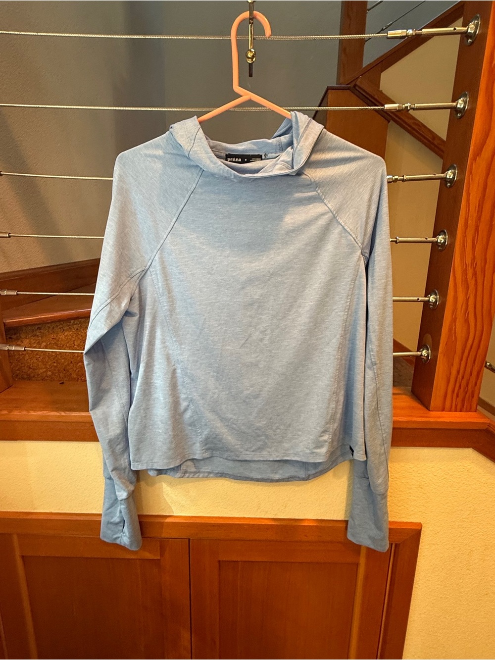prAna Sol Searcher Sun Hoodie - Women's Size M - Heathered Blue UPF 50+